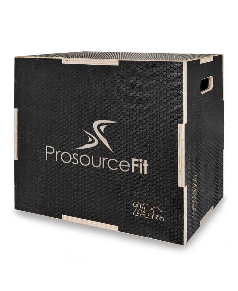 ProsourceFit 3-in-1 Wood Power Grip Plyometric Box, 30/20/24