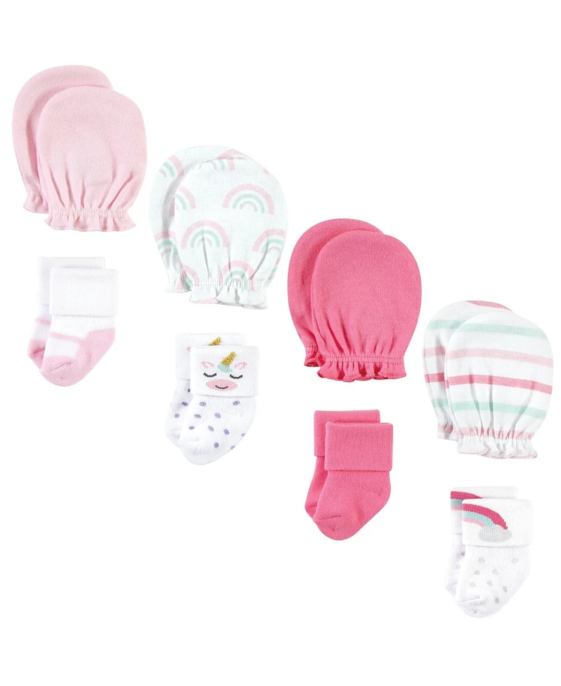 Hudson Baby Baby Girls Socks and Mittens Set, Unicorn, 0-6 Months