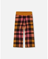 Deux par Toddler Girls Cropped Wide Leg Pant Plaid Magenta And Brown - Toddler|Child