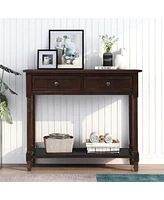 Simplie Fun Daisy Series Console Table Traditional Design With Two Drawers And Bottom Shelf