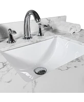 Streamdale Furniture 31 Inch Bathroom Vanity Top Stone Carrara New Style Tops With Rectangle Undermount