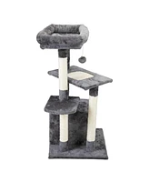 Streamdale Furniture Multipurpose Cat Tree with Sisal Scratching Post, Cozy House, and Play Mat