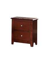 Streamdale Furniture Selma Nightstand With 2 Drawers Storage In Brown Finish