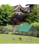 Simplie Fun Outdoor Rabbit Playpen with Shade Roof and Safety Stakes