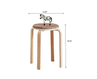 Set of 4 Stackable Wood Stools for Dining, Kitchen, Classroom (Coffee)