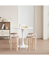 Set of 4 Stackable Wood Stools for Dining, Kitchen, Classroom (Coffee)