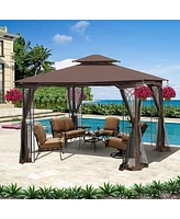 Streamdale Furniture 10x10 Outdoor Patio Gazebo Canopy Tent With Ventilated Double Roof And Mosquito Net