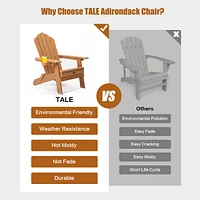 Tale Folding Adirondack Chair With Pullout Ottoman With Cup Holder, Oversized, Poly Lumber