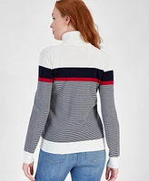 Tommy Hilfiger Women's Logo-Stripe Turtleneck Sweater