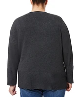 Melissa Paige Plus Solid V-Neck High-Cuff Sweater