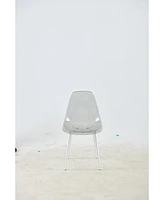 Transparent Grey Plastic Seat Dining Chair with Metal Legs (Set of 4)