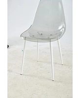 Transparent Grey Plastic Seat Dining Chair with Metal Legs (Set of 4)