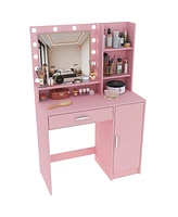 Streamdale Furniture Vabches Makeup Vanity with Adjustable Lights & Storage