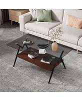 Modern Glass Coffee Table with Mdf Shelf