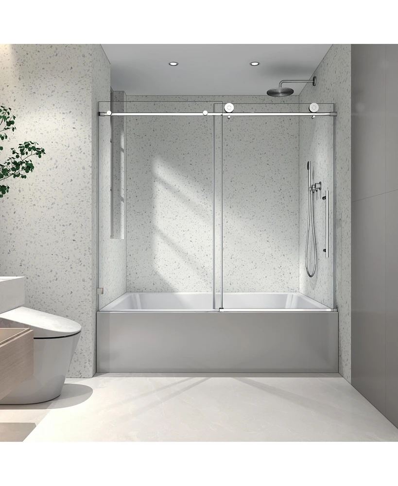 Streamdale Furniture Chrome Frameless Shower Door with Adjustable Soft-Close