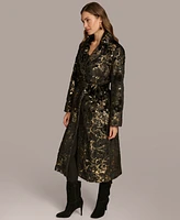 Donna Karan New York Women's Metallic Faux Fur Belted Coat