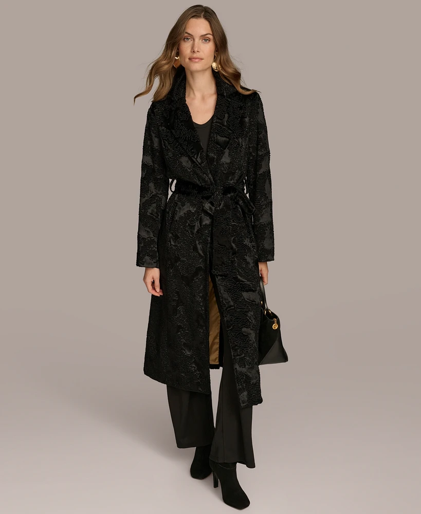 Donna Karan New York Women's Faux Fur Belted Coat