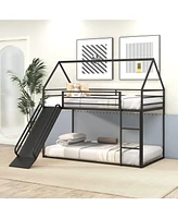 Simplie Fun Twin over Twin House Bed with Ladder and Slide