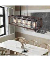 Rustic Farmhouse 5-Light Kitchen Island Chandelier | Industrial Edison Lighting