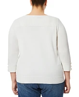 Melissa Paige Plus Size Button-Cuff Ribbed Sweater