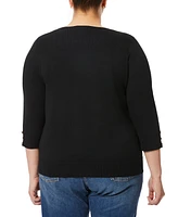 Melissa Paige Plus Button-Cuff Ribbed Sweater