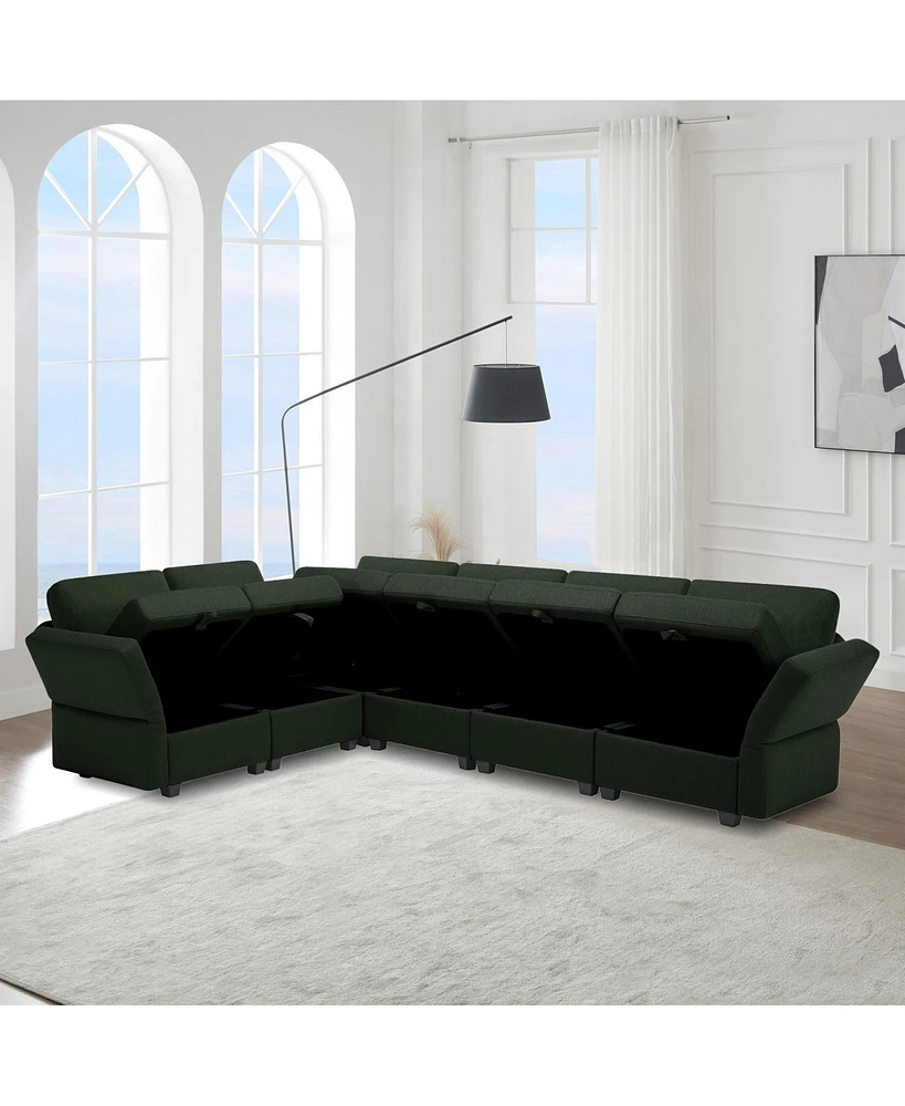 Simplie Fun Modular Sectional Sofa with Storage, Adjustable Backs and Arms