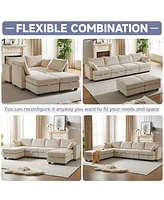 Simplie Fun Modular Sectional Sofa with Storage and Convertible Sleeper