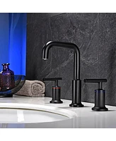 Streamdale Furniture Matte Black Widespread Bathroom Sink Faucet With With cUPC Water Supply Hose And Cartridge