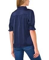 CeCe Women's Puff-Sleeve Button-Front Blouse