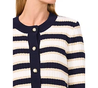 CeCe Women's Striped Cardigan