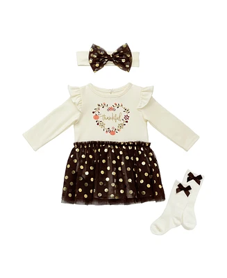 Baby Starters Girls Thanksgiving Dress, 3 Piece Set