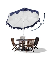 Jonathan Y Baiona 9 ft Market Patio Umbrella, Uv Protection, Auto-Tilt, Crank, Wind Vent