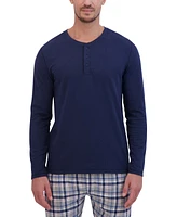 Hanes Men's 2-Pc. Long-Sleeve Henley Crew Top & Ultra Soft Flannel Jogger Pant Sleep Set