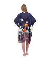 Tahari New York Tahari Women's 100% Viscose Lightweight Tropical Print Kimono, Navy
