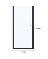 Streamdale Furniture 36 In. To 37-3/8 In. X 72 In Semi-Frameless Pivot Shower Door In Matte Black With Clear Glass