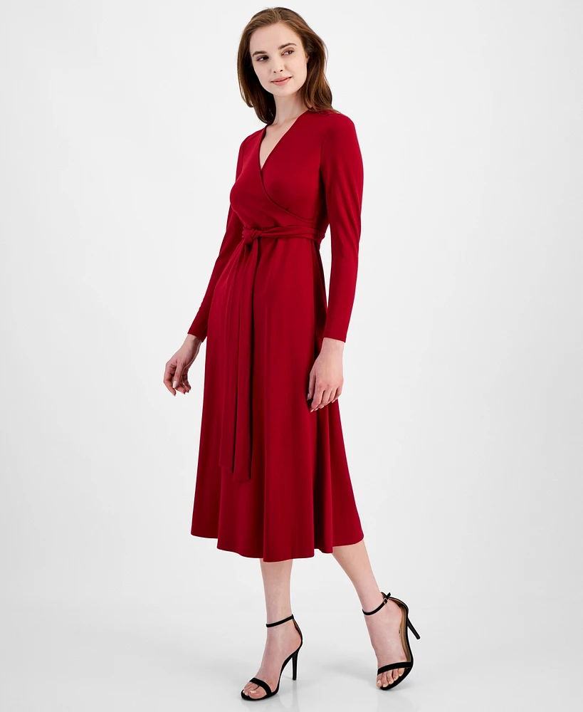 Anne Klein Women's Serenity Faux-Wrap Midi Dress