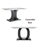 Streamdale Furniture Luxurious Faux Marble Dining Table with Modern X-Shaped Base