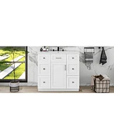 Streamdale Furniture Modern White 36" Free-Standing Vanity with Resin Basin & Storage