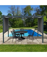 Aoodor 10 x 12 ft Outdoor Pergola with Retractable Canopy, Aluminum Frame, 2 Pieces Patio Sun Shade Shelter for Backyard