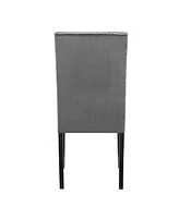 Simplie Fun Contemporary Velvet Dining Chair with Nailhead Trim, Set of 2, Gray