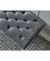 Simplie Fun Maxem Tufted Fabric Upholstered Bench Nailhead Trim , Gray