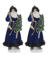 Slickblue Set of 2 Santa with Tree Figurines – Festive Holiday Decorations for Home and Garden