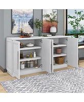 Streamdale Furniture 4-Door Sideboard Buffet Cabinet - Adjustable Shelves - Kitchen, Dining, Living Room