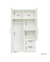 Streamdale Furniture High Wardrobe And Kitchen Cabinet With 2 Doors, 2 Drawers And 5 Storage Spaces, White