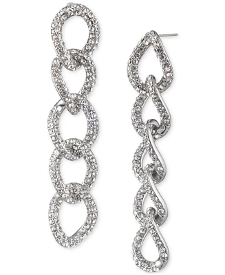 Lauren Ralph Lauren Silver-Tone Pave Link Linear Drop Earrings