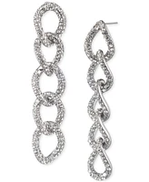 Lauren Ralph Lauren Silver-Tone Pave Link Linear Drop Earrings