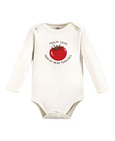 Touched by Nature Baby Boys Organic Cotton Long-Sleeve Bodysuits, Happy Veggies