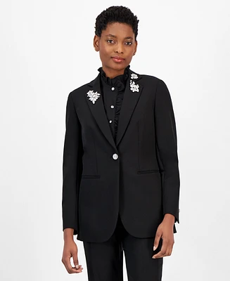 Anne Klein Women's Embellished One-Button Blazer