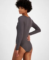 Self Esteem Juniors' Rib-Knit Overlay Long-Sleeve Bodysuit