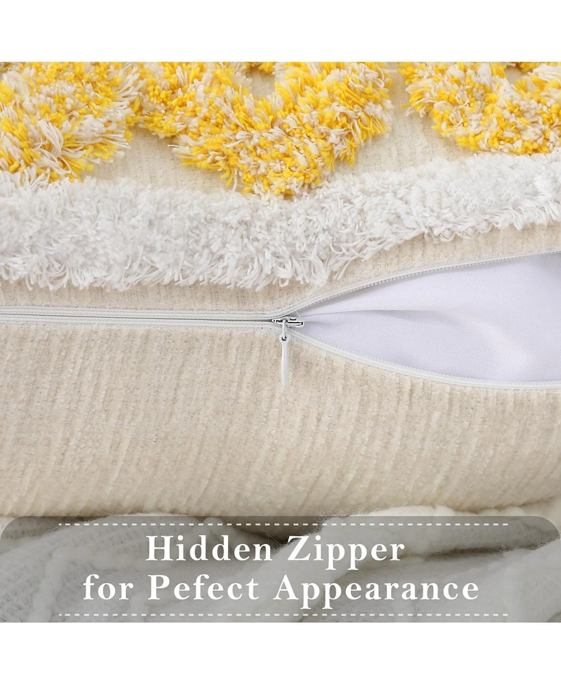 Caromio 1Pc Donut Tufted Chenille Decorative Throw Pillow Covers 18" x 18"
